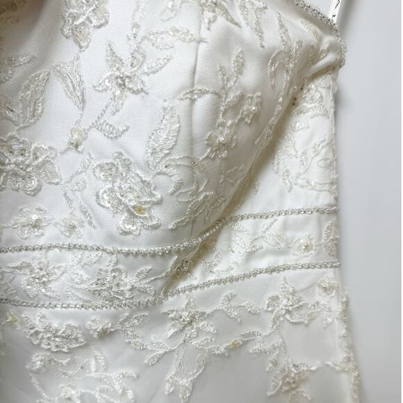 Galina Womens Satin Tulle Wedding Dress Strapless Button Back 12 - Picture 4 of 12